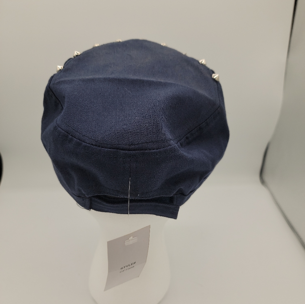 Womens One Size Fits All, Adjustable Studded Blue Cap, Brand New tagged - Picture 3 of 4